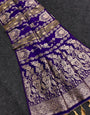 Evanescent Royal Blue Banarasi Tissue Silk Saree With Prettiest Blouse Piece