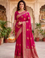 Inspiring Dark Pink Banarasi Khadi Silk Saree With Intricate Blouse Piece