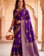 Smart Purple Banarasi Khadi Silk Saree With Evanescent Blouse Piece