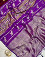 Vibrant Purple Banarasi Tissue Silk Saree With Pleasurable Blouse Piece