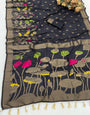 Supernal Black Khadi Georgette Banarasi Silk Saree With Desultory Blouse Piece