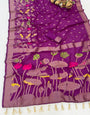 Petrichor Purple Khadi Georgette Banarasi Silk Saree With Evocative Blouse Piece