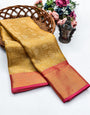 Mellifluous Golden Soft Tissue Silk Saree With Dulcet Blouse Piece