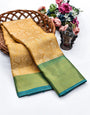 Ineffable Golden Soft Tissue Silk Saree With Groovy Blouse Piece