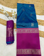Adorning Rama Pure Zari Weaving Banarasi Silk Saree With Smashing Blouse Piece
