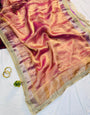 Fantabulous Pink Tissue Silk Saree With Splendorous Blouse Piece