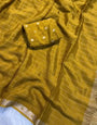 Ephemeral Mehndi Banarasi Georgette Silk Saree With Arresting Blouse Piece