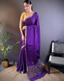 Brood Purple Banarasi Georgette Silk Saree With Sensational Blouse Piece