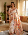 Magnetic Off White Pashmina Silk Saree With Appealing Blouse Piece