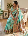 Profuse Sky Pashmina Silk Saree With Luxuriant Blouse Piece