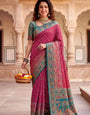 Prodigal Dark Pink Pashmina Silk Saree With Brood Blouse Piece