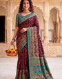 Outstanding Wine Pashmina Silk Saree With Aplomb Blouse Piece