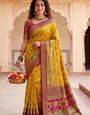 Desuetude Yellow Pashmina Silk Saree With Beguiling Blouse Piece