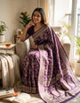 Demanding Purple Soft Silk Saree With Adorable Blouse Piece