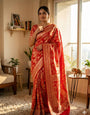 Nebula Red Soft Silk Saree With Entrancing Blouse Piece