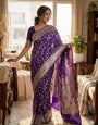 Arresting Purple Soft Silk Saree With Forbearance Blouse Piece