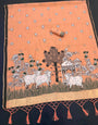 Groovy Peach Pure Munga Cotton Silk Saree With Lovely Blouse Piece