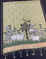 Scintillating Pista Pure Munga Cotton Silk Saree With Fragrant Blouse Piece