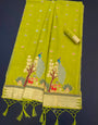 Desultory Green Pure Munga Cotton Silk Saree With Enticing Blouse Piece