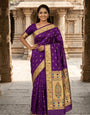 Incomparable Purple Paithani Silk Saree With Bucolic Blouse Piece