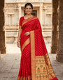 Chatoyant Red Paithani Silk Saree With Evocative Blouse Piece