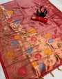 Piquant Red Banarasi Khadi Silk Saree With Inimitable Blouse Piece