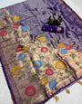 Flaunt Royal Blue Banarasi Khadi Silk Saree With Charismatic Blouse Piece