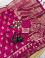 Winsome Dark Pink Banarasi Khadi Silk Saree With Profuse Blouse Piece