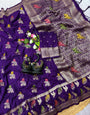 Seraglio Royal Purple Banarasi Khadi Silk Saree With Ornate Blouse Piece