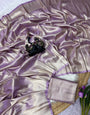 Bucolic Lavender Banarasi Tissue Silk Saree With Elegant Blouse Piece