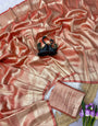 Amiable Red Banarasi Tissue Silk Saree With Refreshing Blouse Piece