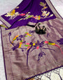 Sonorous Royal Purple Banarasi Khadi Silk Saree With Alluring Blouse Piece