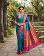 Quintessential Blue Paithani Silk Saree With Sensational Blouse Piece