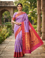 Flaunt Lavender Paithani Silk Saree With Enamoring Blouse Piece