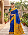 Super classy Royal Blue Paithani Silk Saree With Classy Blouse Piece