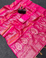 Propinquity Dark Pink Banarasi Khadi Silk Saree With Mesmerising Blouse Piece
