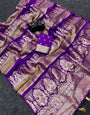 Chatoyant Purple Banarasi Khadi Silk Saree With Desiring Blouse Piece