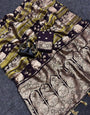 Traditional Black Banarasi Khadi Silk Saree With Fantabulous Blouse Piece