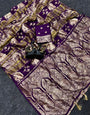 Comely Purple Banarasi Khadi Silk Saree With Amazing Blouse Piece