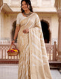 Scintilla Off White Banarasi Khadi Silk Saree With Fancifull Blouse Piece