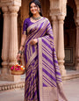 Inimitable Purple Banarasi Khadi Silk Saree With Intricate Blouse Piece