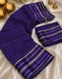 Delectable Navy Blue Banarasi Viscose Silk Saree With Quixotic Blouse Piece