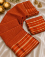 Transcendent Orange Banarasi Viscose Silk Saree With Excellent Blouse Piece