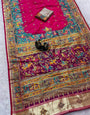 Enamoring Dark Pink Pashmina Saree With Capricious Blouse Piece