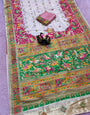 Beautiful Off White Pashmina Saree With Vivacious Blouse Piece