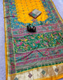 Traditional Yellow Pashmina Saree With Surpassing Blouse Piece