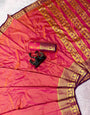 Posh Pink Pure Banarasi Silk Saree With Super classy Blouse Piece