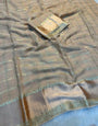 Girlish Beige Banarasi Viscose Silk Saree With Proficient Blouse Piece