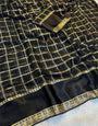 Elaborate Black Banarasi Viscose Silk Saree With Quintessential Blouse Piece