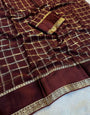 Snazzy Brown Banarasi Viscose Silk Saree With Stunning Blouse Piece